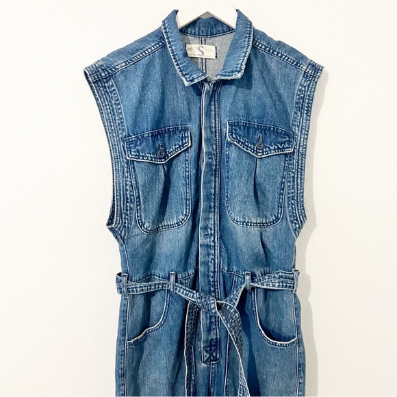 FREE PEOPLE Sydney Sleeveless Jumpsuit in Breezy Blue Denim Size Small S - Picture 3 of 7